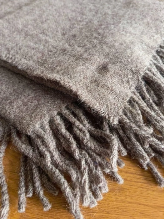 Koc wełniany popielaty brąz